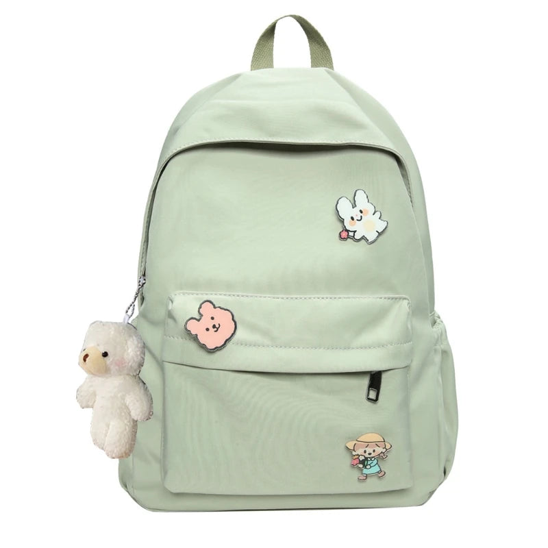 Women's Solid Shoulder Bag Nylon Student Backbag