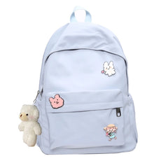 Women's Solid Shoulder Bag Nylon Student Backbag