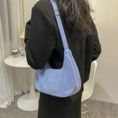 Corduroy Crossbody Bag for Women Ladies, Shoulder Underarm Handbag
