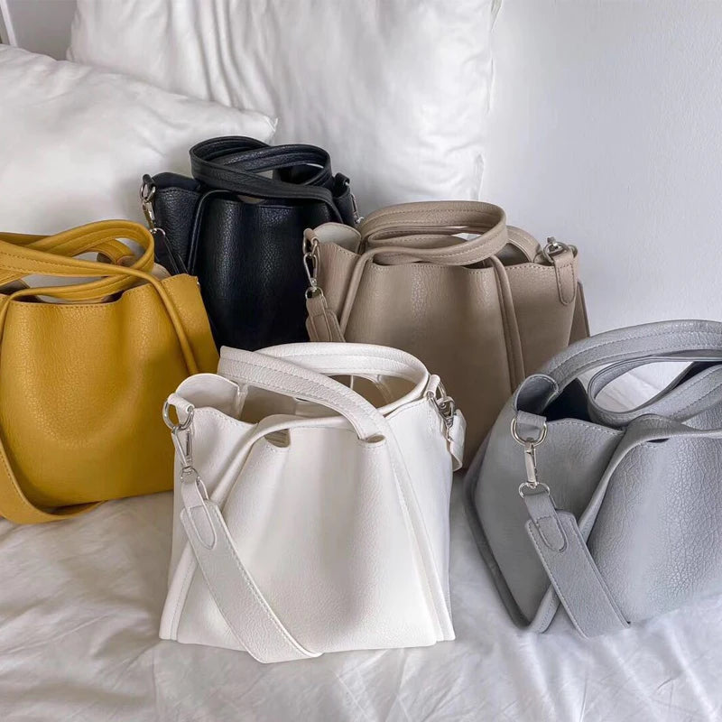 Casual Basket Handbags Women Large Capacity Matte Crossbody Bags