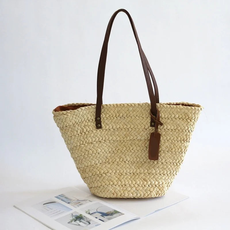 Big Straw Woven Shoulder Bags Large Totes for Women Summer Beach Handbags