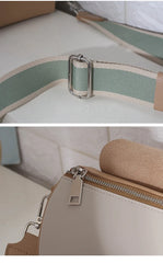 Casual Bucket Handbag Women PU Leather Shoulder Bag Wide Straps Crossbody