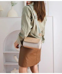 Casual Bucket Handbag Women PU Leather Shoulder Bag Wide Straps Crossbody