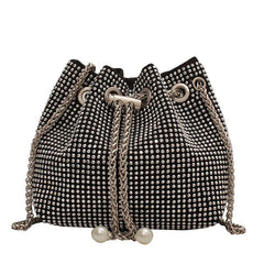 Casual PU Leather Shoulder Bag for Women Rhinestone Crossbody Handbags