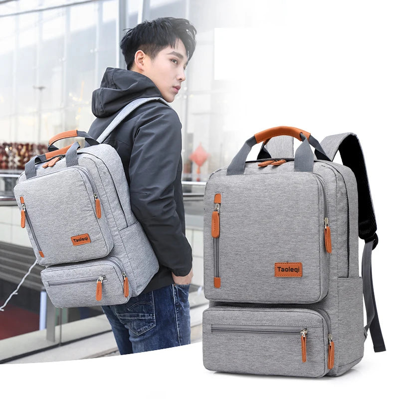 Casual Business Men Computer Backpack Light 15.6-inch Laptop Bag Gray