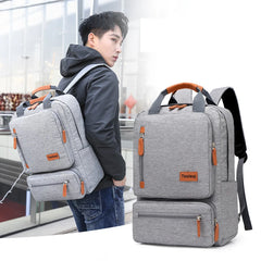 Casual Business Men Computer Backpack Light 15.6-inch Laptop Bag Gray