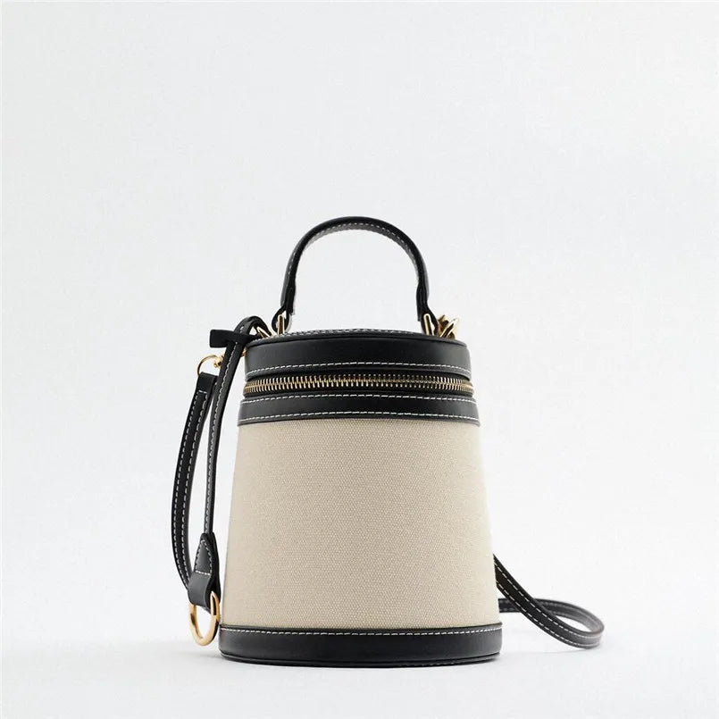 Canvas Bucket Bag Women's Crossbody Shoulder Handbag