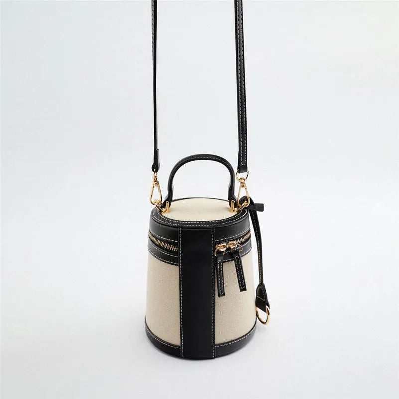 Canvas Bucket Bag Women's Crossbody Shoulder Handbag