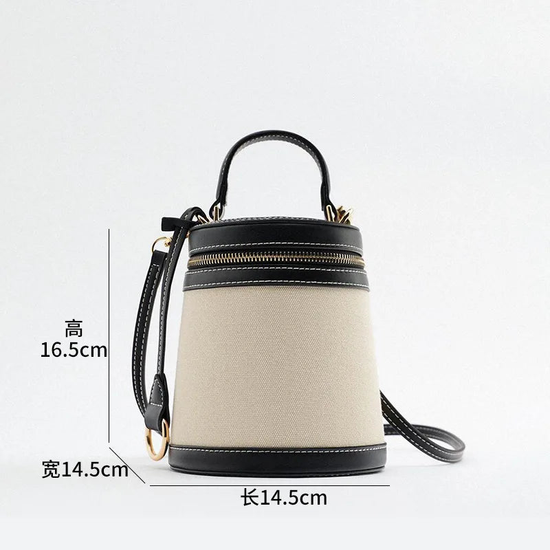 Canvas Bucket Bag Women's Crossbody Shoulder Handbag
