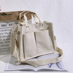 Casual Canvas Handbag Crossbody Bags for Women Solid Shopper Shoulder Bag