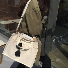 Casual Canvas Handbag Crossbody Bags for Women Solid Shopper Shoulder Bag