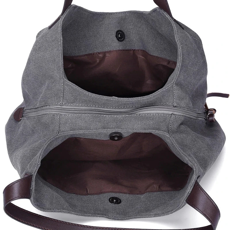 Casual Canvas Handbag Women Large Capacity Shoulder Bag Vintage Lady Shopping Ba