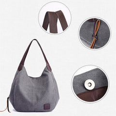 Casual Canvas Handbag Women Large Capacity Shoulder Bag Vintage Lady Shopping Ba
