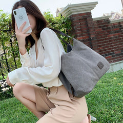 Casual Canvas Handbag Women Large Capacity Shoulder Bag Vintage Lady Shopping Ba