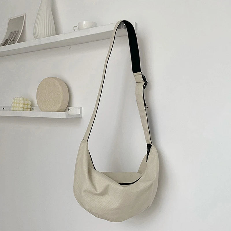 Canvas Hobos Crossbody Bags for Women Large Capacity Tote Lady Messenger Bag