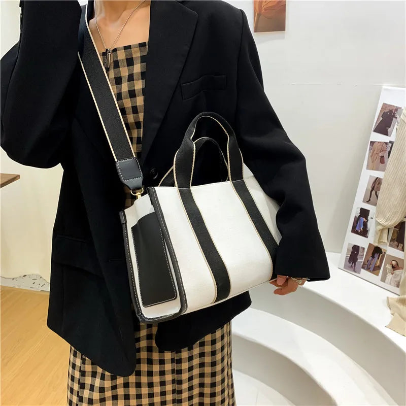 Canvas Women Handbag Large Capacity Crossbody Tote Shopper Purse