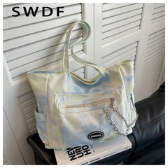 Canvas Women Handbags Chain Shopper Shoulder Bag Lady Totes Bolsa