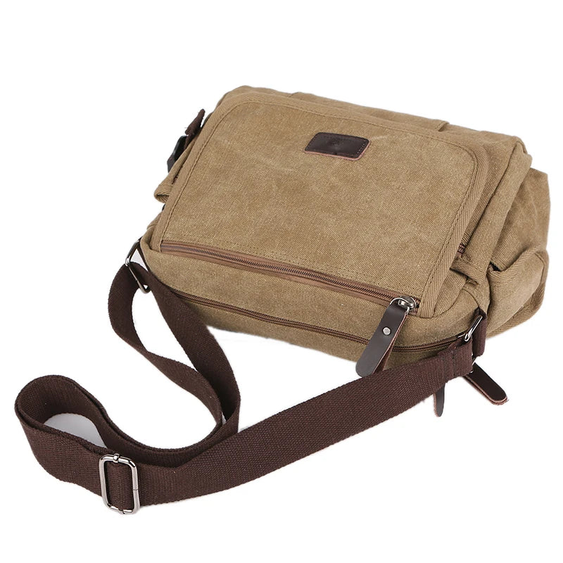Canvas Men Small Shoulder Bag Vintage Satchel Retro Crossbody Sling