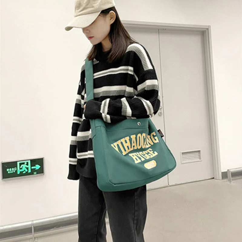 Canvas Shoulder Bag for Women Crossbody Messenger Handbag Tote
