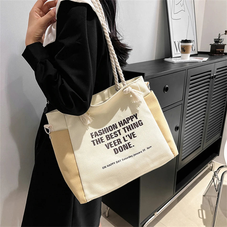 Casual Canvas Shoulder Messenger Bags for Women Large Capacity Travel Handbags
