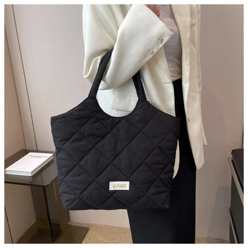 Casual Canvas Shoulder Tote Bags For Women Solid Large Capacity Handbag