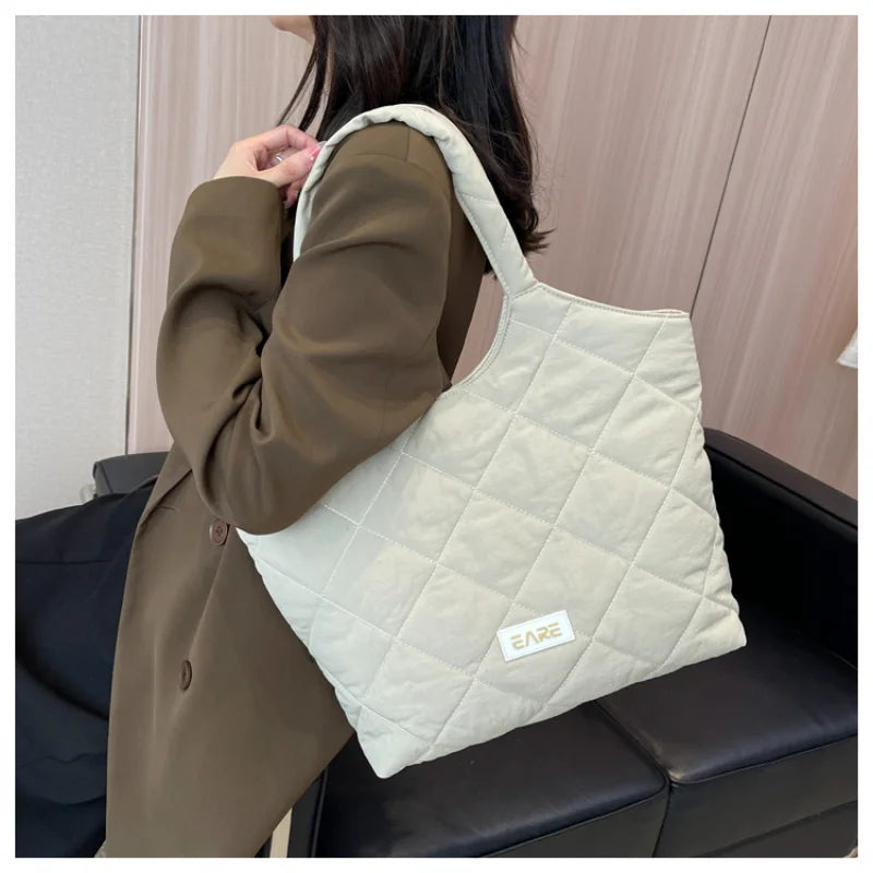 Casual Canvas Shoulder Tote Bags For Women Solid Large Capacity Handbag
