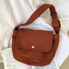 Casual Canvas Shoulder Bag for Women Girls Student Big Crossbody Book Bag