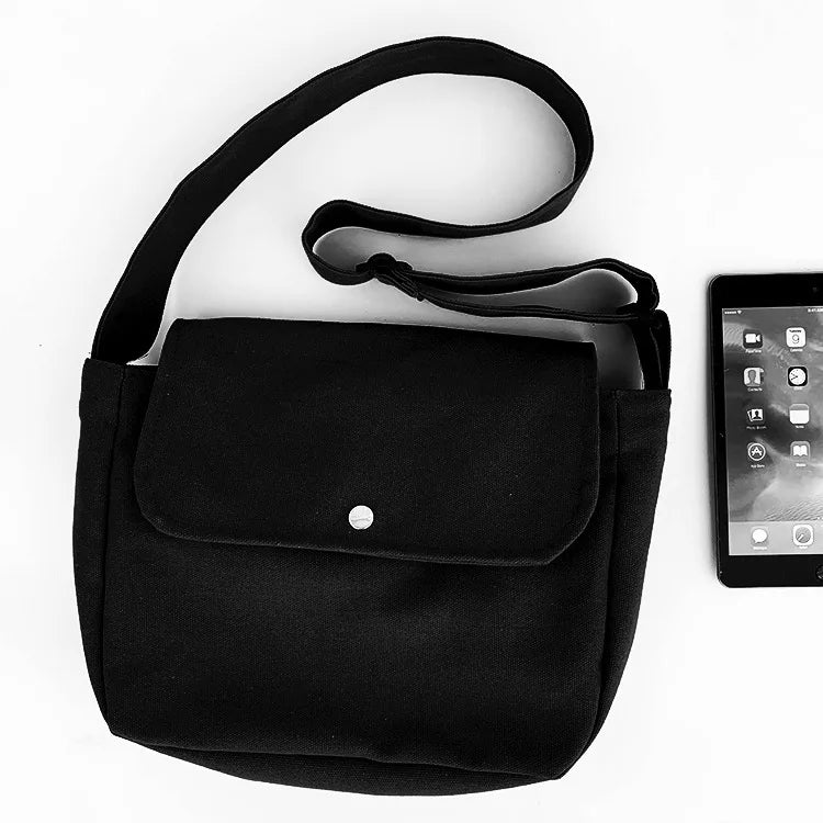Casual Canvas Shoulder Bag for Women Girls Student Big Crossbody Book Bag