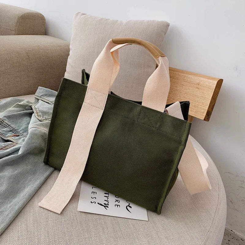 Casual Canvas Tote Shopper Bag for Women Handbag Shoulder Crossbody Clutch Purse