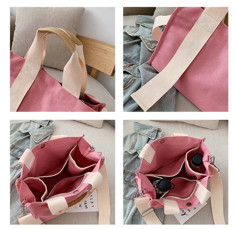 Casual Canvas Tote Shopper Bag for Women Handbag Shoulder Crossbody Clutch Purse
