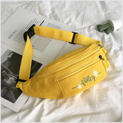 Casual Canvas Women Waist Packs Solid Chest Bag Girls Dumpling Shape Shoulder Ba