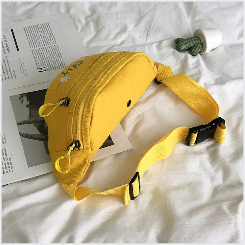 Casual Canvas Women Waist Packs Solid Chest Bag Girls Dumpling Shape Shoulder Ba