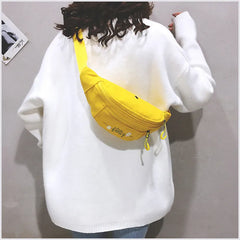 Casual Canvas Women Waist Packs Solid Chest Bag Girls Dumpling Shape Shoulder Ba