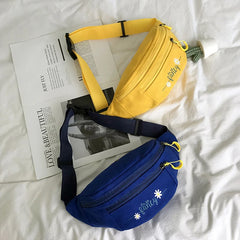 Casual Canvas Women Waist Packs Solid Chest Bag Girls Dumpling Shape Shoulder Ba