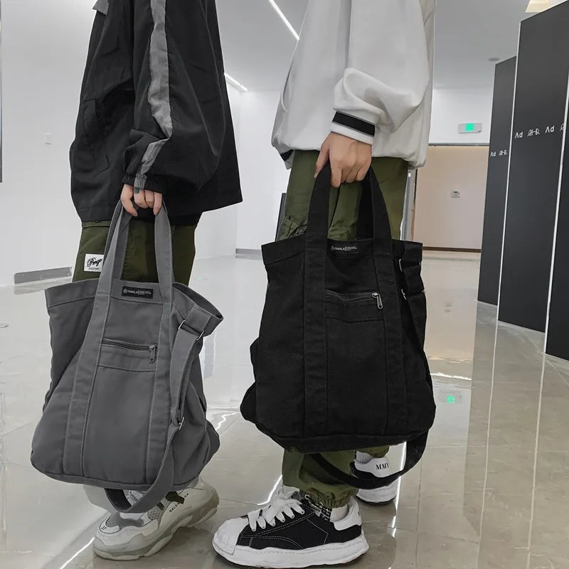 Casual Canvas Tote Crossbody Bag Large Capacity Shopper Travel Handbag