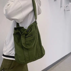 Casual Canvas Tote Crossbody Bag Large Capacity Shopper Travel Handbag