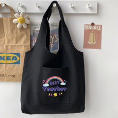 Cartoon Shoulder Bag Teacher Pattern Large Capacity Tote Bag