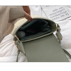 Straw Bucket Bag Women Summer Messenger Rattan Beach Travel Purse Shoulder