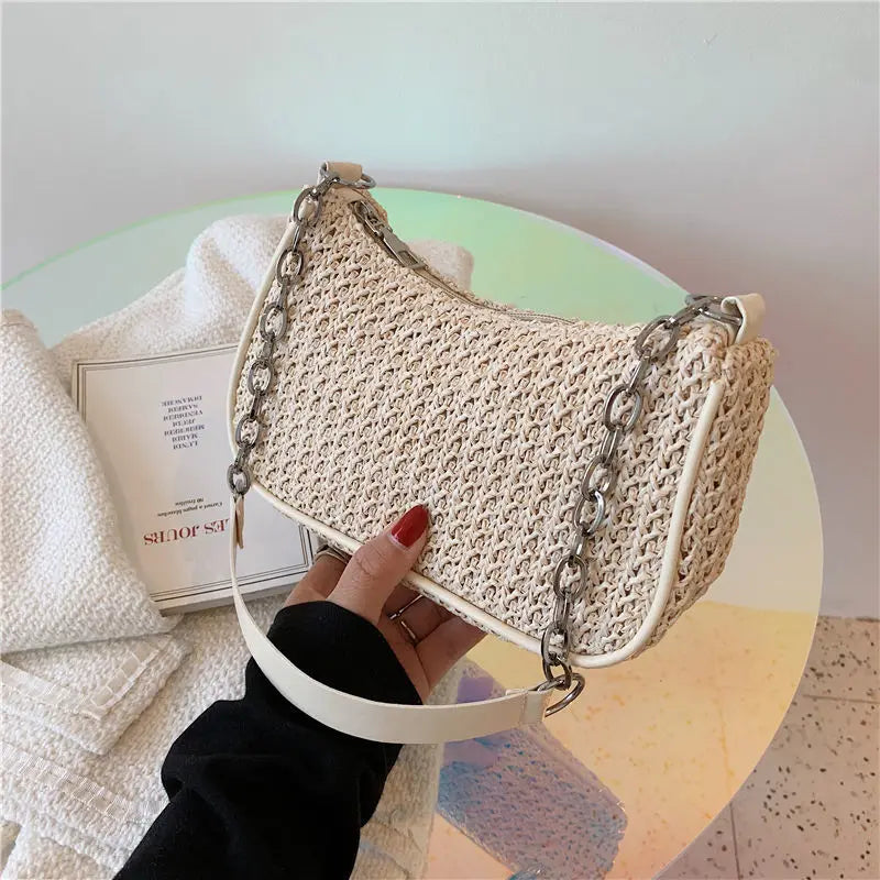 Straw Shoulder Bags Women Summer Messenger Beach Travel Purses Handbags