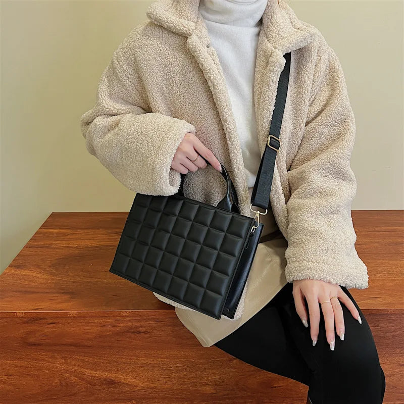 Plaid Leather Ladies Handbags High Shoulder Crossbody Bags