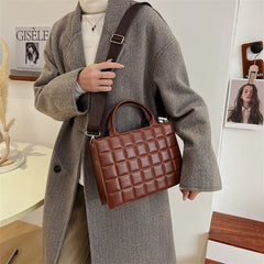 Plaid Leather Ladies Handbags High Shoulder Crossbody Bags
