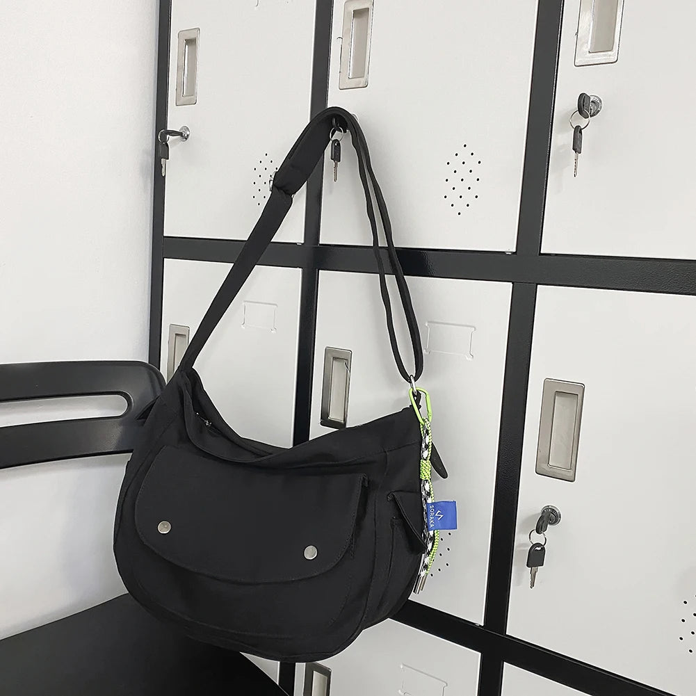 Casual Couple Phone Pouch Nylon Shoulder Bag with Pendant