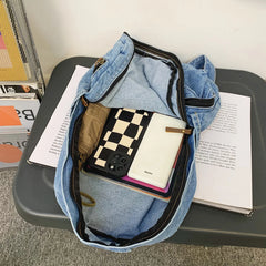 Casual Cowboy Women Backpack Large Capacity Denim Schoolbag for Teenage Girls