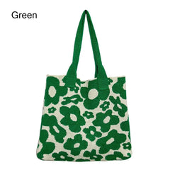 Casual Crochet Bags Satchel Bag Flowers Shoulder Bags Knitted Women's Handbags