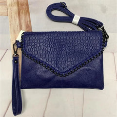 Stone Print Crossbody Bag PU Leather Shoulder Messenger Chain Envelope Clutch