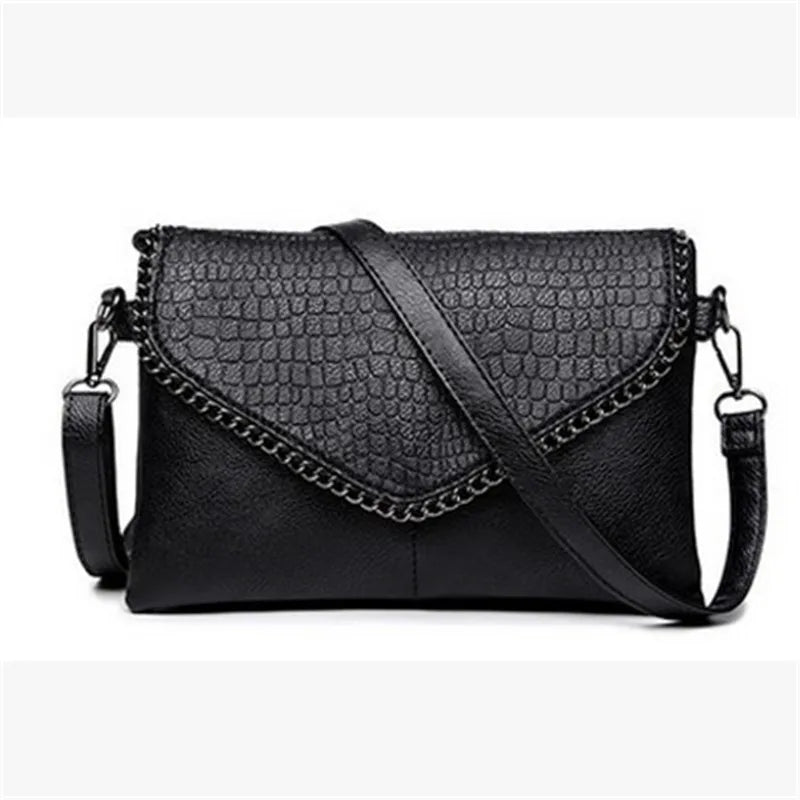 Stone Print Crossbody Bag PU Leather Shoulder Messenger Chain Envelope Clutch