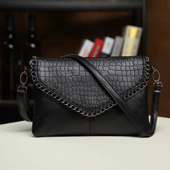 Stone Print Crossbody Bag PU Leather Shoulder Messenger Chain Envelope Clutch