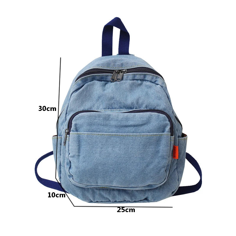 Casual Denim Women Small Backpacks Girls Schoolbag Daily Travel Bag