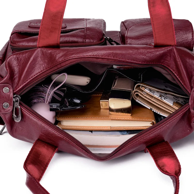 Retro Crossbody Bags for Women Soft Leather Tote Messenger Bag