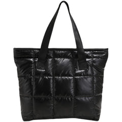 Women Shoulder Bag Quilted Bucket Tote Warm Winter Handbag
